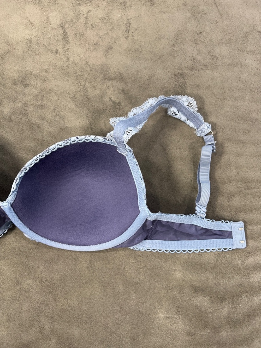 Victoria's Secret Dusty Blue Lace Dream Angels Lined Demi Push-Up Bra 32DDD - Picture 9 of 12